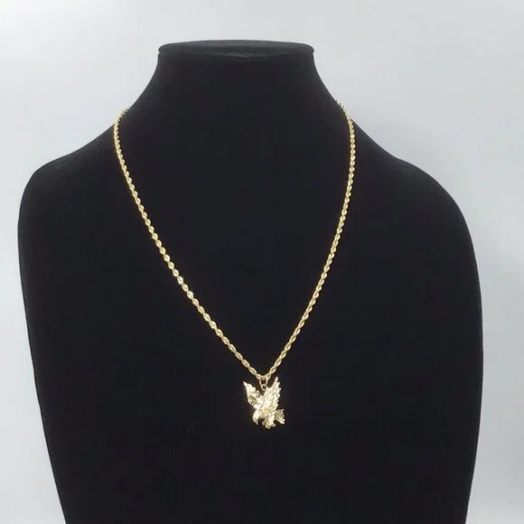 14K Yellow Gold Eagle Pendant Diamond Cut 4.1 Gms 1” New